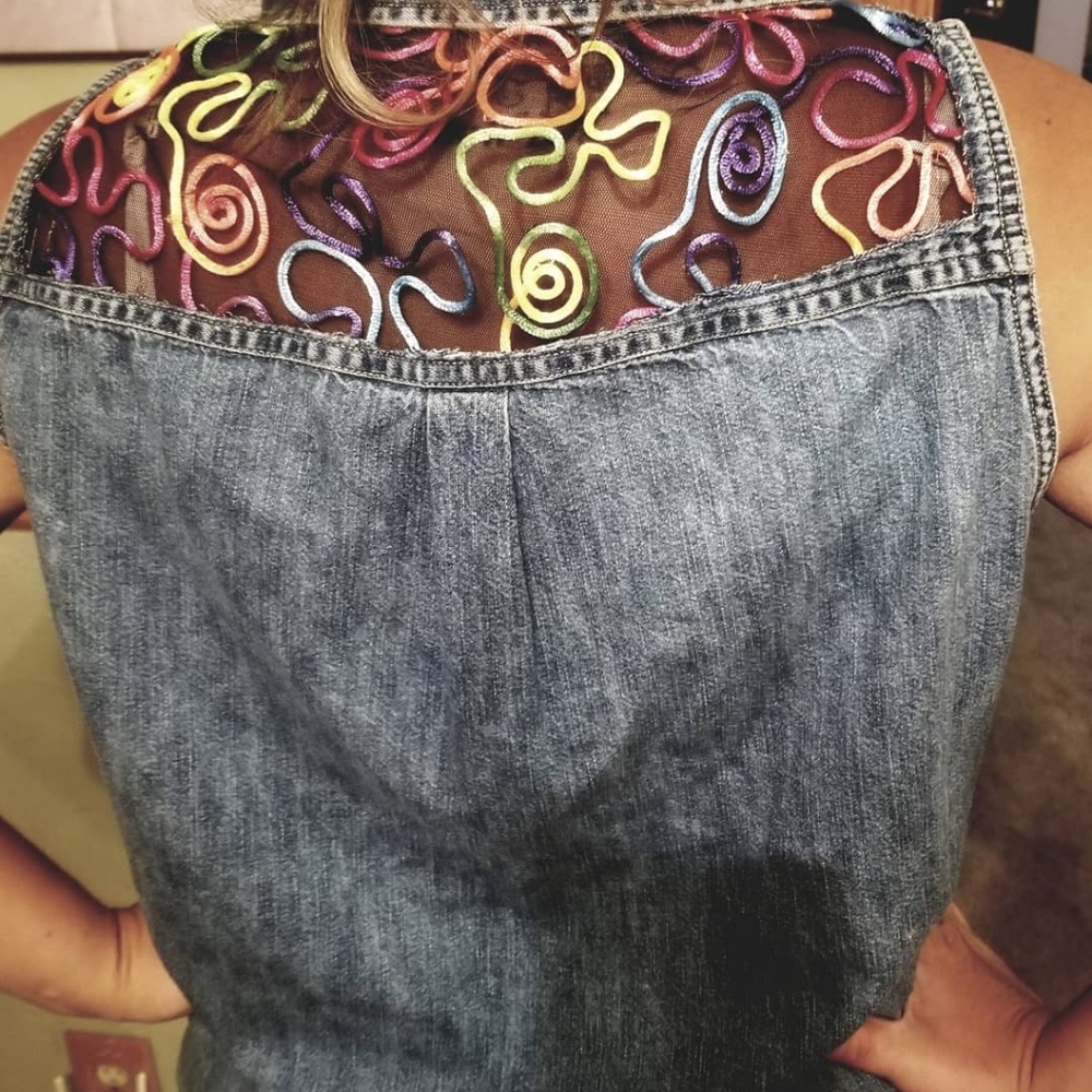 Upcycled denim tank